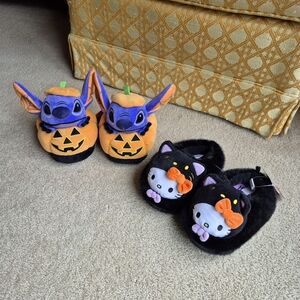 NWT Lot Of 2 Halloween Themed Plush Slippers Womens Size 5-6
